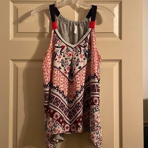 Xhilaration Floral Tank Top - Red, Blue, White